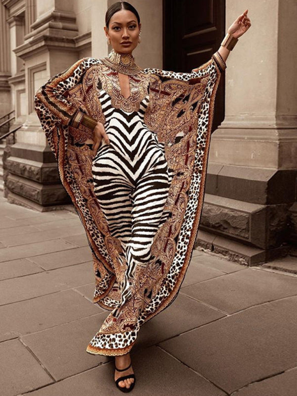 New women's leopard print skirt loose robe dress