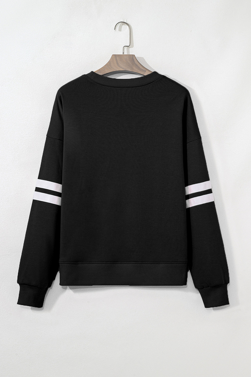 Navy Blue Varsity Striped Detail Drop Shoulder Oversized Sweatshirt