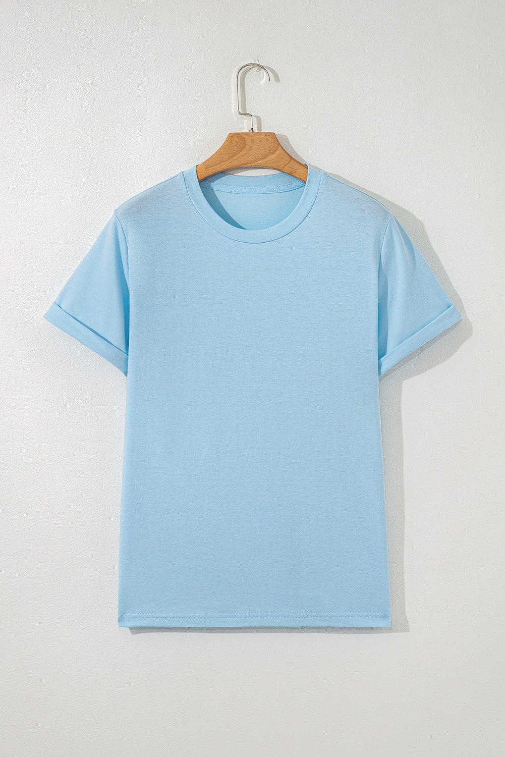 Green Casual Plain Crew Neck Tee