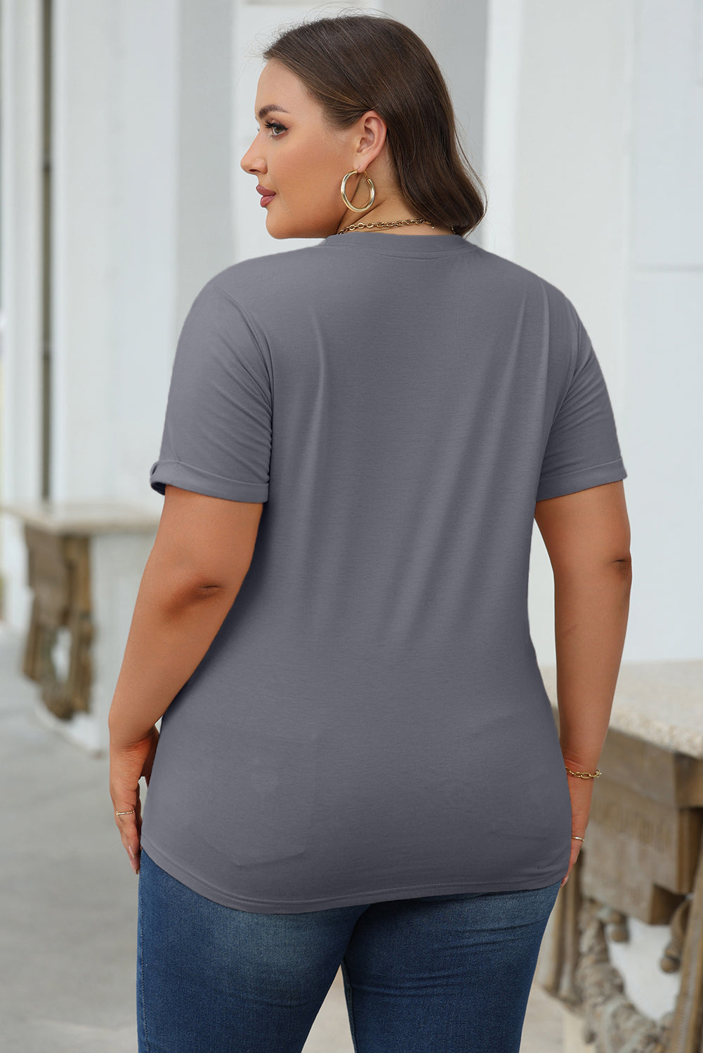 Green Casual Plain Crew Neck Tee