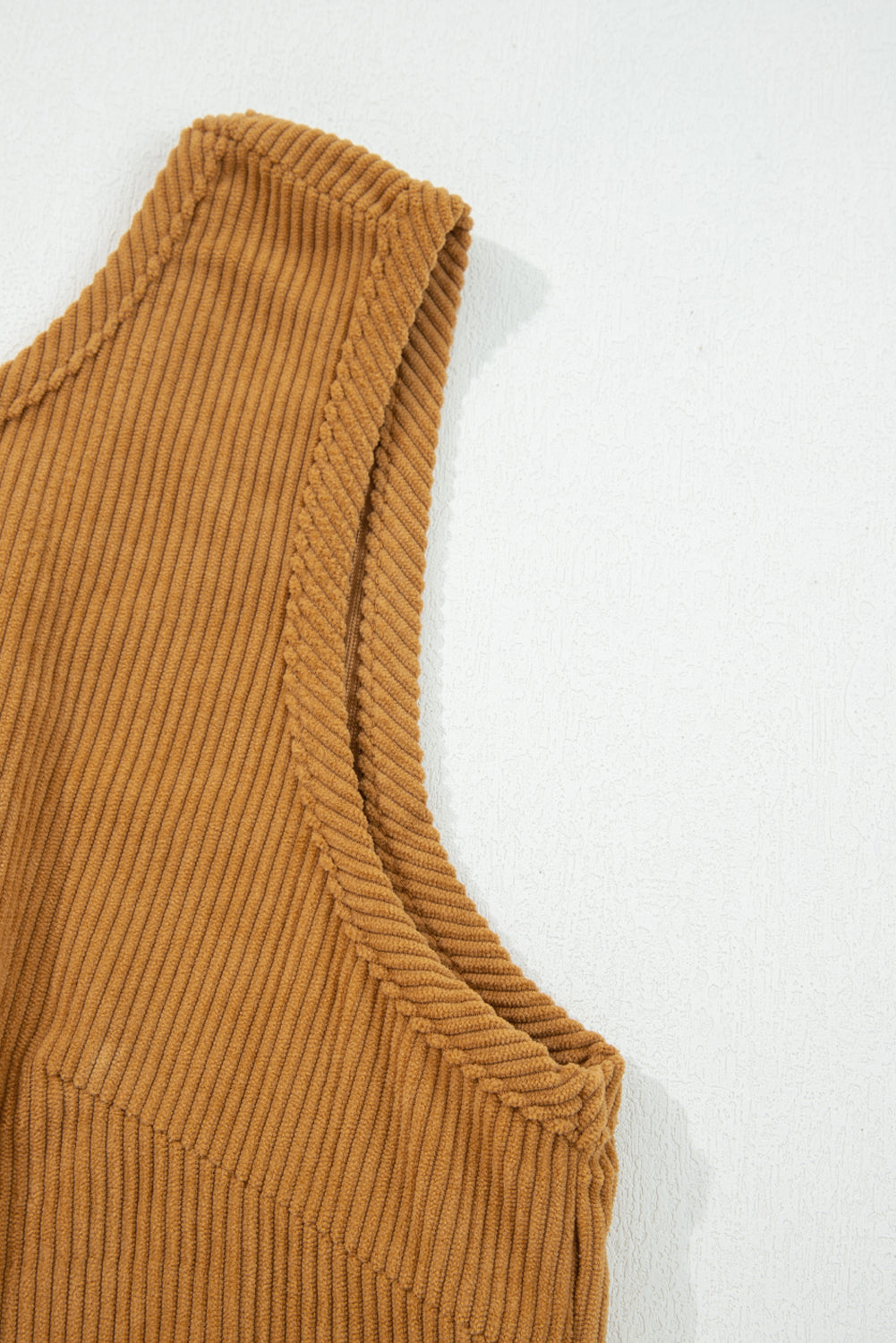 Black Corduroy Sleeveless Mini Dress With Patched Pockets