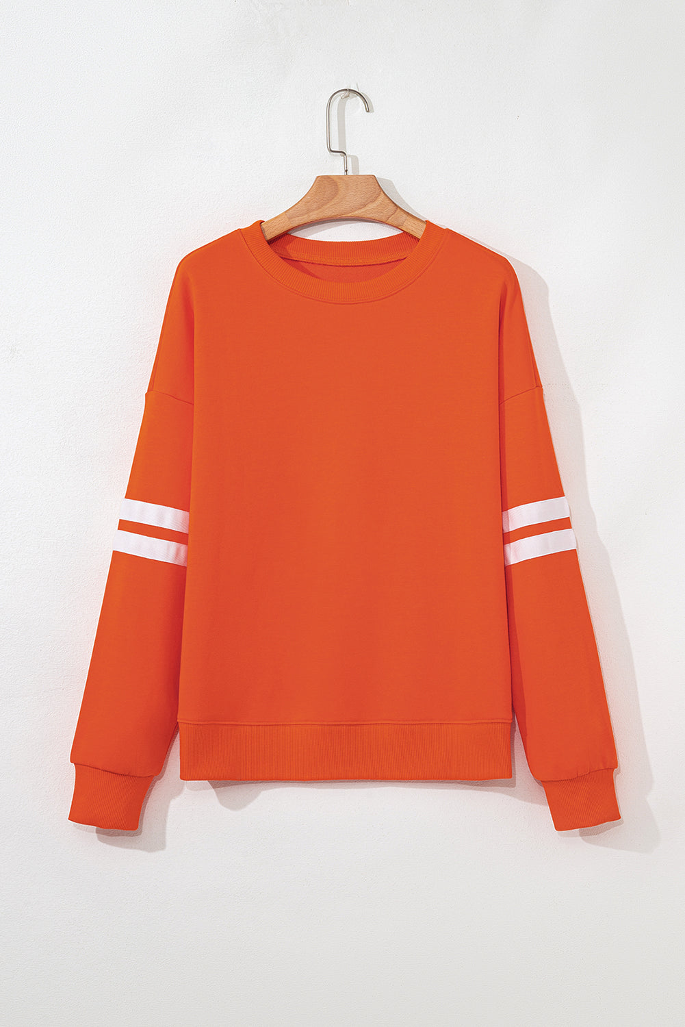 Navy Blue Varsity Striped Detail Drop Shoulder Oversized Sweatshirt