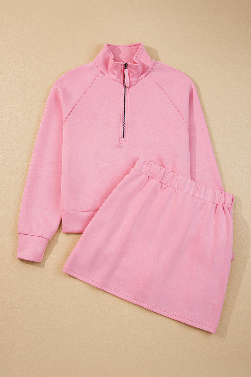 Wisteria Half Zip Sporty Pullover Mini Skirt 2pcs Outfit