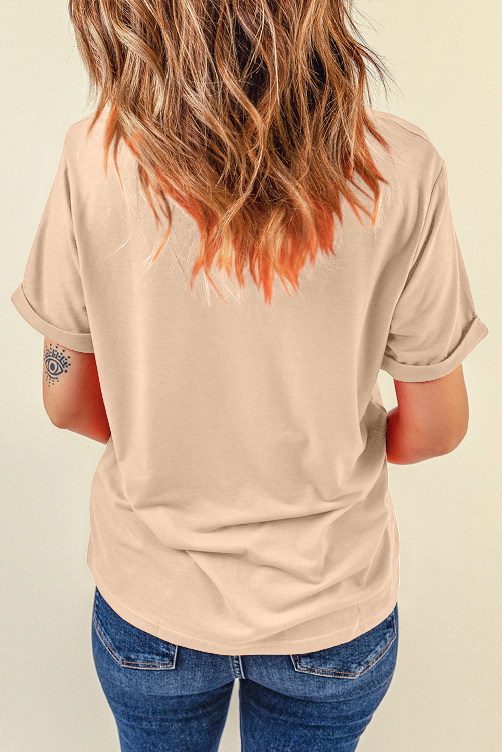 Green Casual Plain Crew Neck Tee