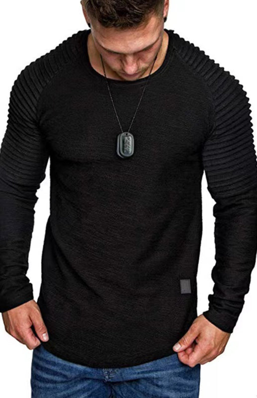 Men's Casual Ribbed Sleeve Knit T-shirt
