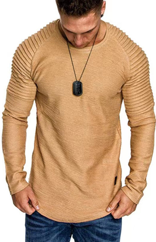 Men's Casual Ribbed Sleeve Knit T-shirt