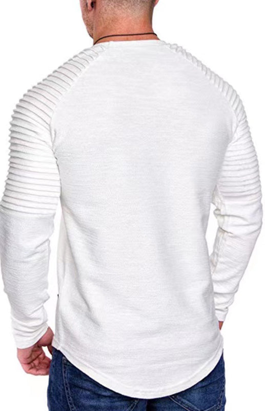Men's Casual Ribbed Sleeve Knit T-shirt