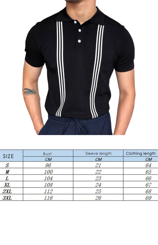 T-Shirt Black Short Sleeve Slim Polo
