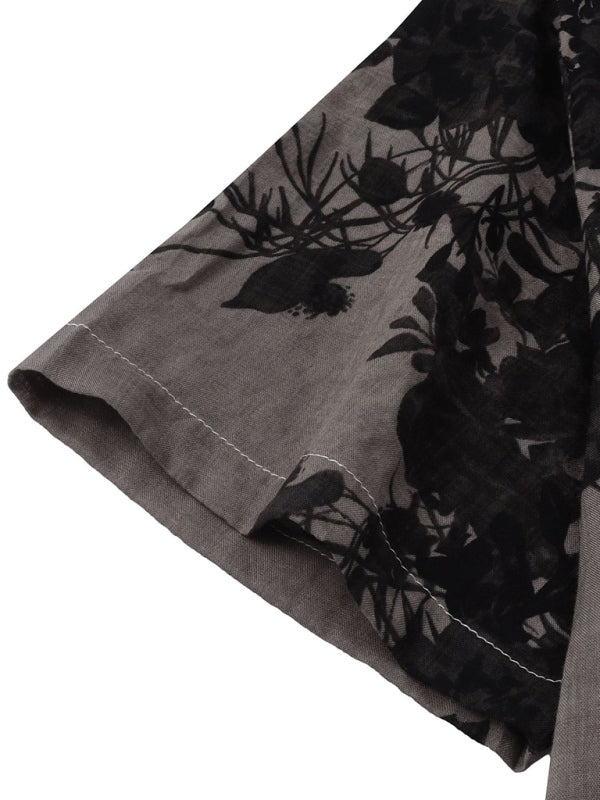 New Casual Beach Shirt Hawaiian Short Sleeve Floral Shirt