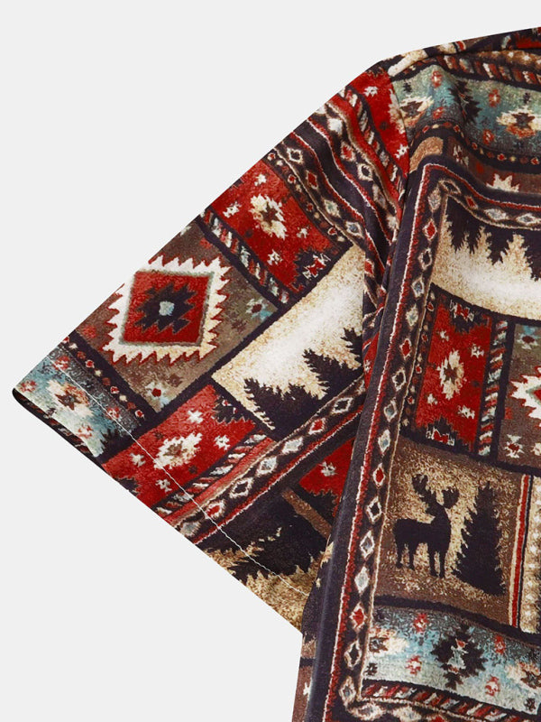 Men's Floral Print Design Sleeve Beach Vacation Shirt