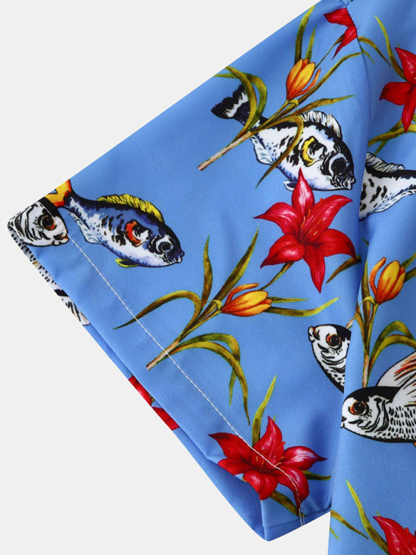 Men's Floral Print Sleeveless Summer Shirt