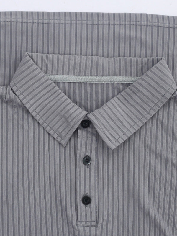 New Men's Lapel Long Sleeve T-Shirt Slim Fit Sports Lapel Polo Shirt