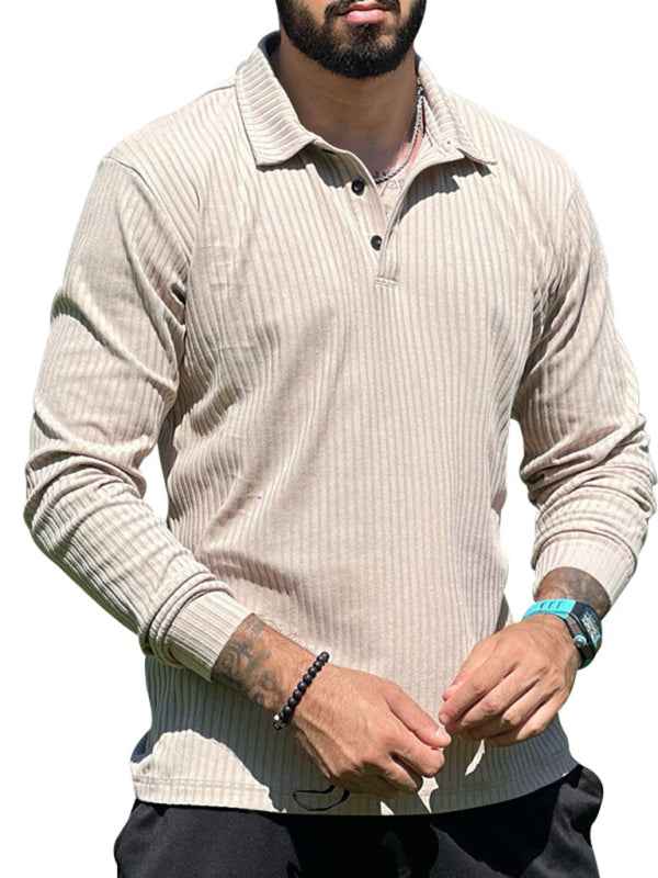 New Men's Lapel Long Sleeve T-Shirt Slim Fit Sports Lapel Polo Shirt