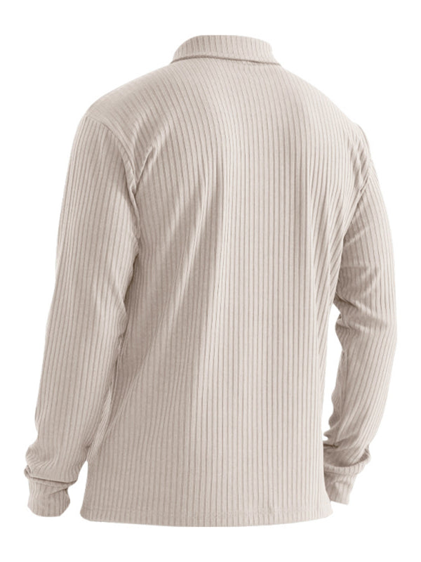 New Men's Lapel Long Sleeve T-Shirt Slim Fit Sports Lapel Polo Shirt