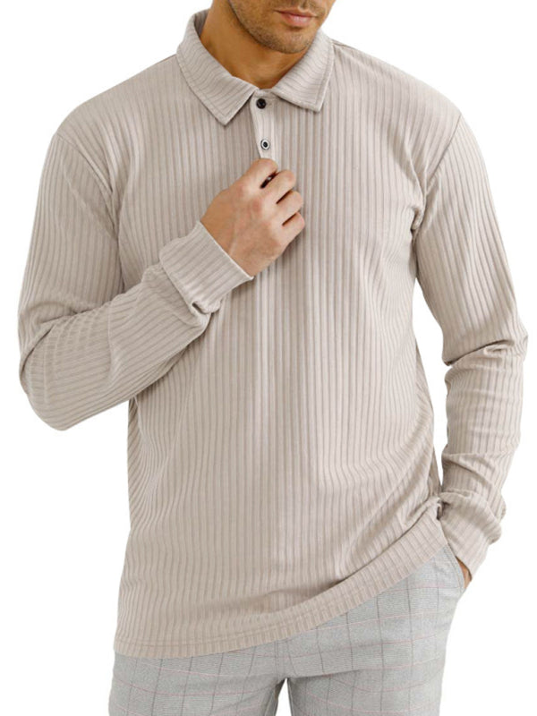 New Men's Long Sleeve T-Shirt Long Sleeve Lapel Polo Shirt