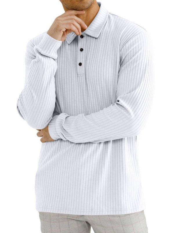 New Men's Long Sleeve T-Shirt Long Sleeve Lapel Polo Shirt