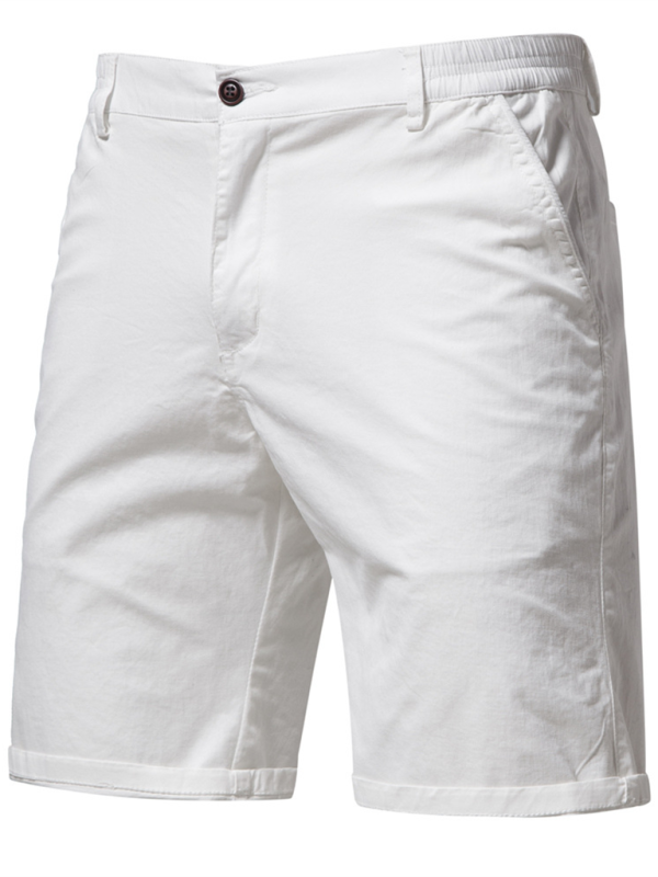 New cotton casual shorts men's straight slim fit shorts large size solid color men's clothing