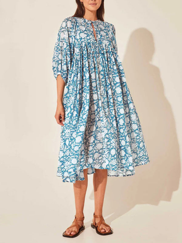 Women's Floral Fashion Loose Casual Long Sleeve Dress