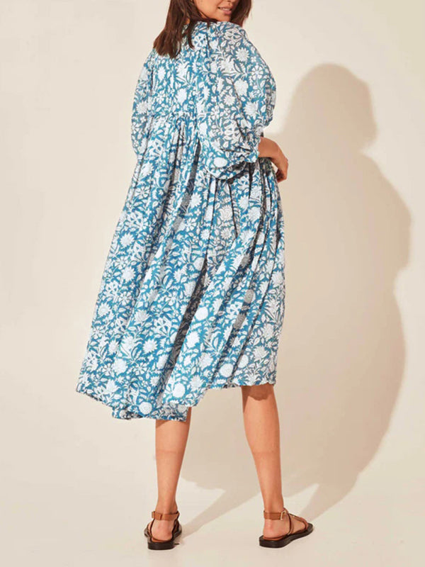 Women's Floral Fashion Loose Casual Long Sleeve Dress