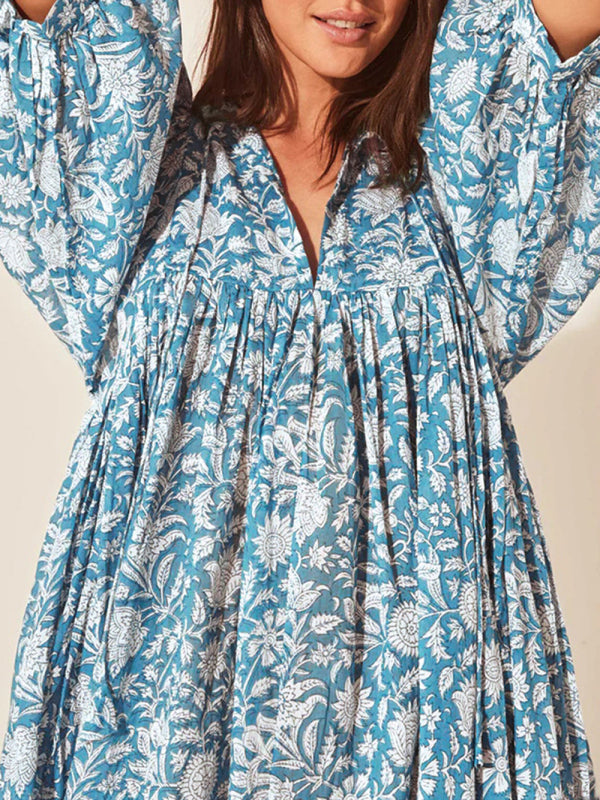 Women's Floral Fashion Loose Casual Long Sleeve Dress
