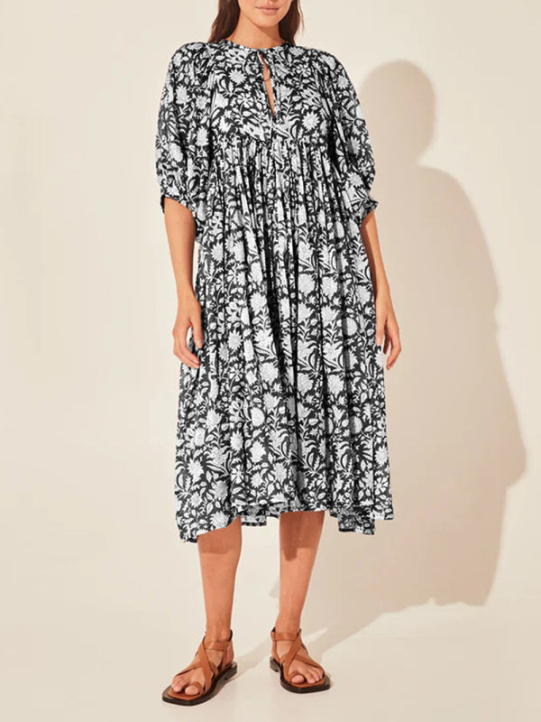 Women's Floral Fashion Loose Casual Long Sleeve Dress