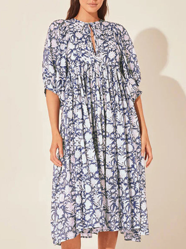 Women's Floral Fashion Loose Casual Long Sleeve Dress