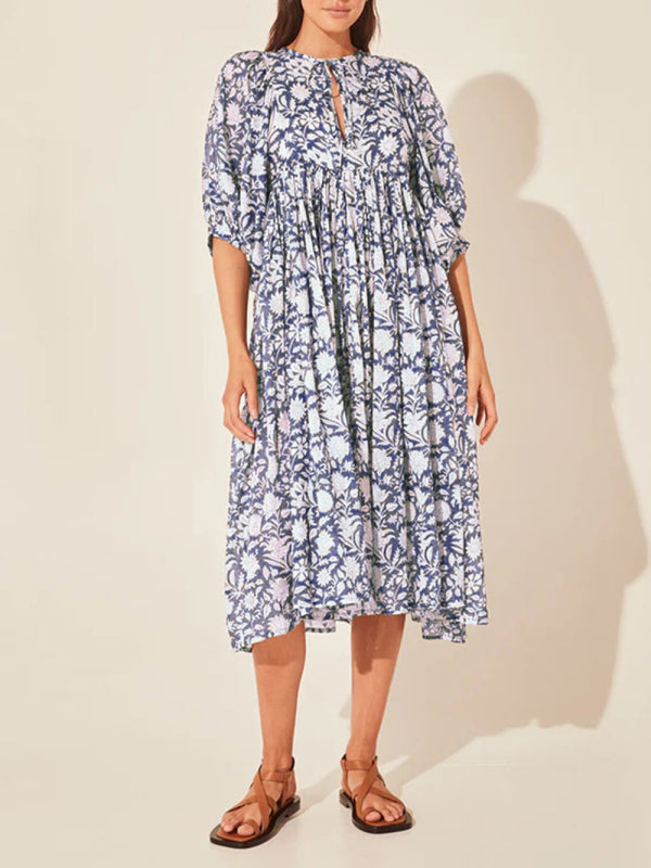 Women's Floral Fashion Loose Casual Long Sleeve Dress