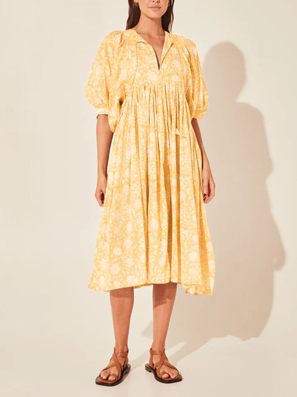 Women's Floral Fashion Loose Casual Long Sleeve Dress