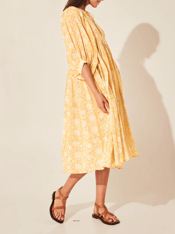 Women's Floral Fashion Loose Casual Long Sleeve Dress