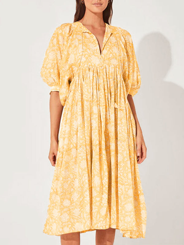 Women's Floral Fashion Loose Casual Long Sleeve Dress