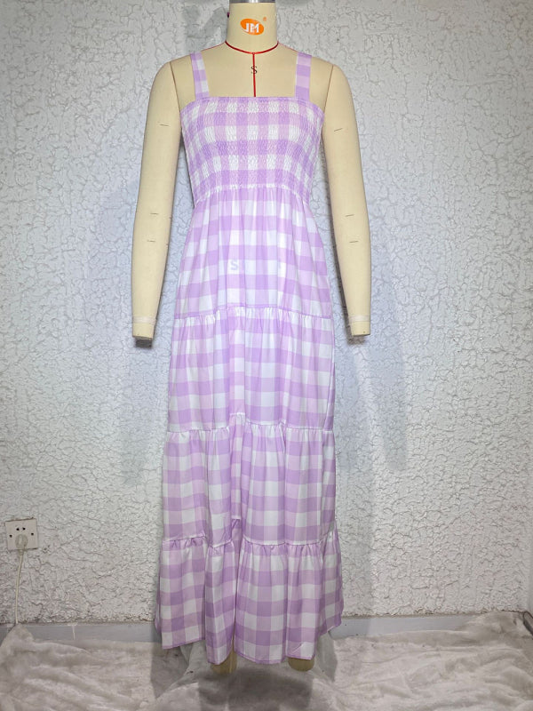 Women's Casual Plaid Swing Sling Dress