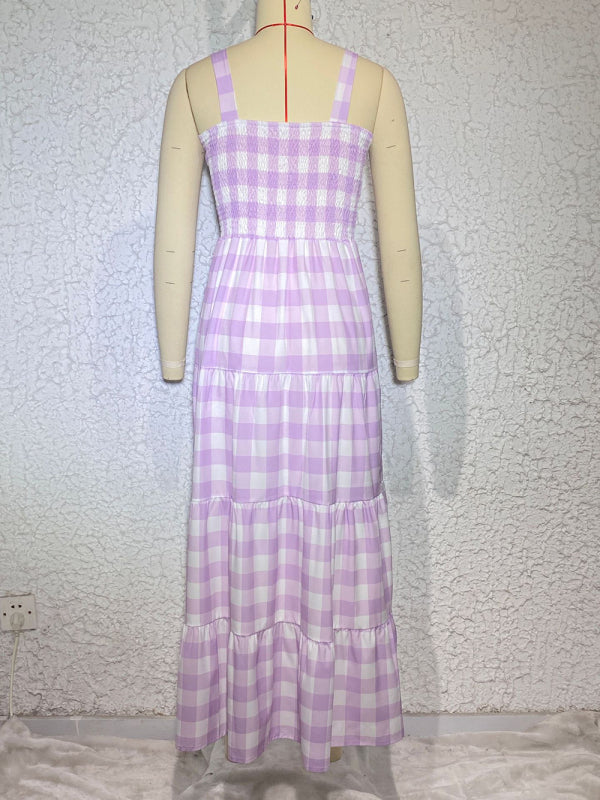 Women's Casual Plaid Swing Sling Dress