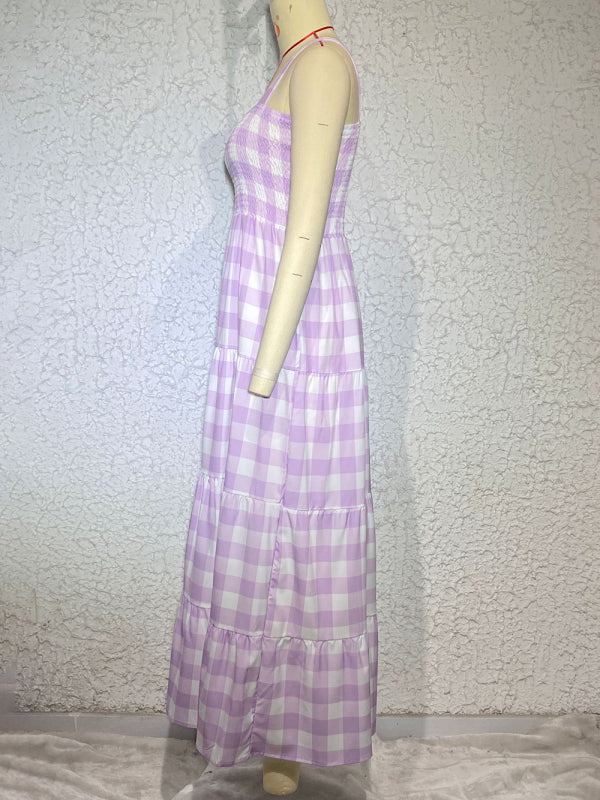 Women's Casual Plaid Swing Sling Dress