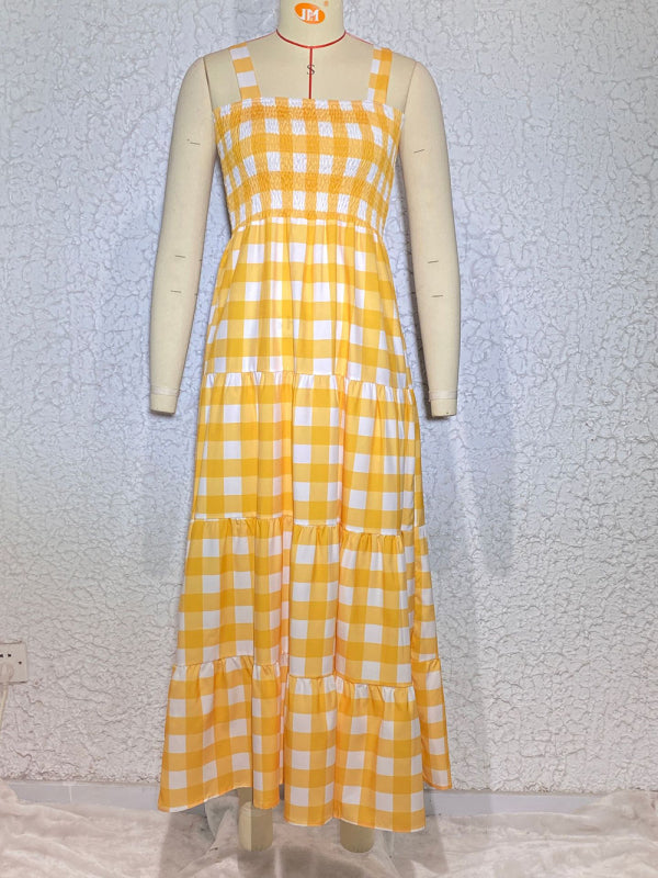 Women's Casual Plaid Swing Sling Dress