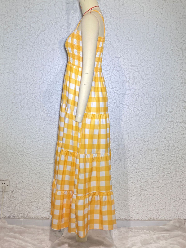 Women's Casual Plaid Swing Sling Dress