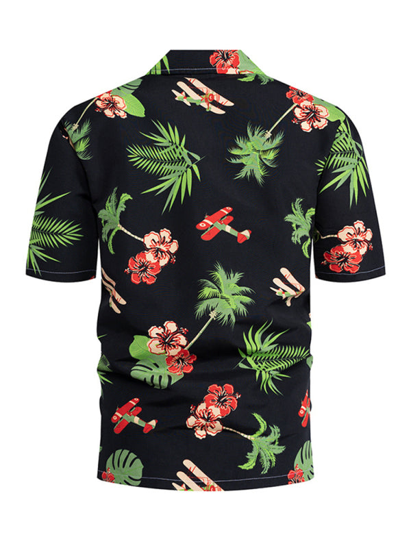 Summer new seaside casual Hawaiian short-sleeved shirt men's beach seaside