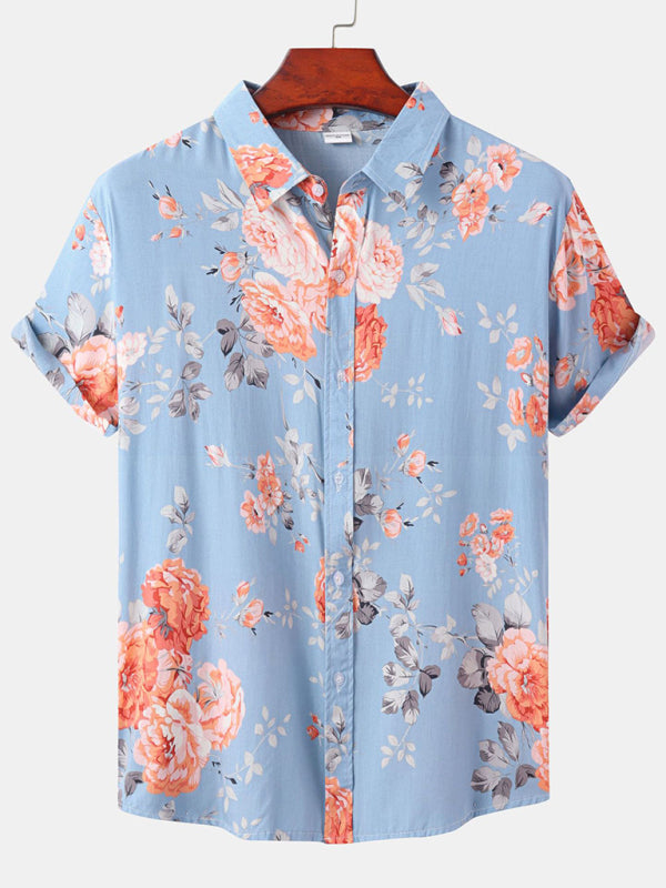 Men's Short Sleeve European Size Shirt Beach Wind Vacation Wind Hawaiian Shirt