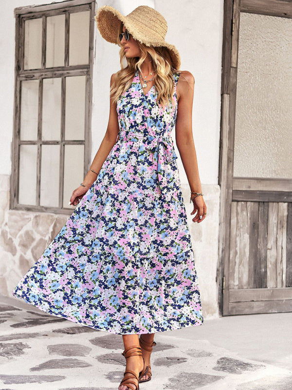 New waist waist vest casual resort style dress