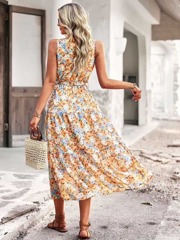 New waist waist vest casual resort style dress