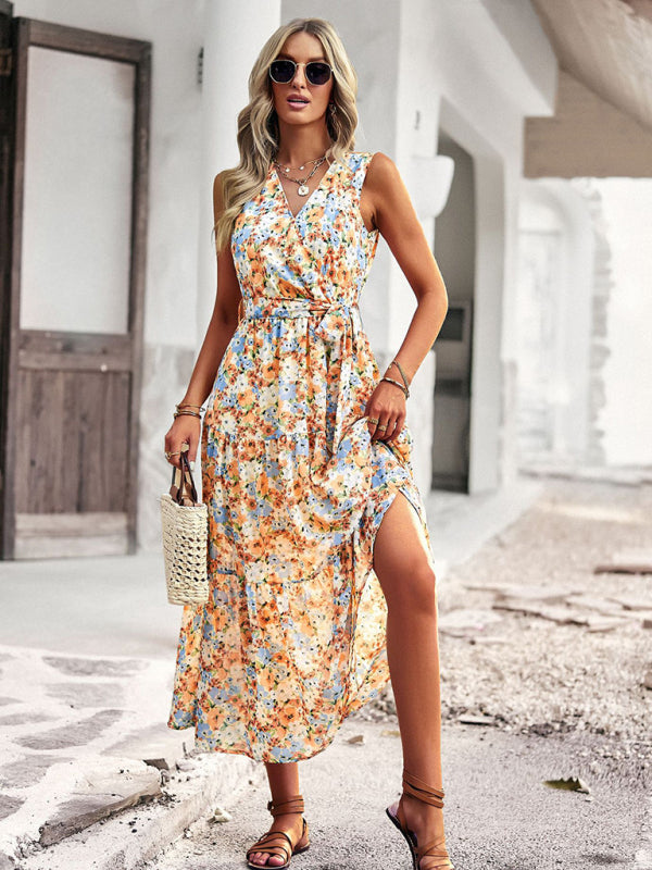 New waist waist vest casual resort style dress