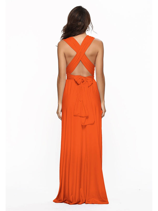 New multi-wear Fado rope cross backless sexy bandage dress long skirt dress
