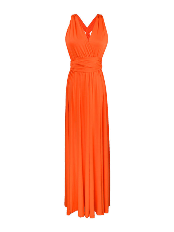 New multi-wear Fado rope cross backless sexy bandage dress long skirt dress