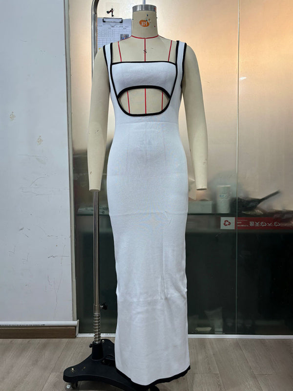 Women Backless Hollow Out Long Evening Dress