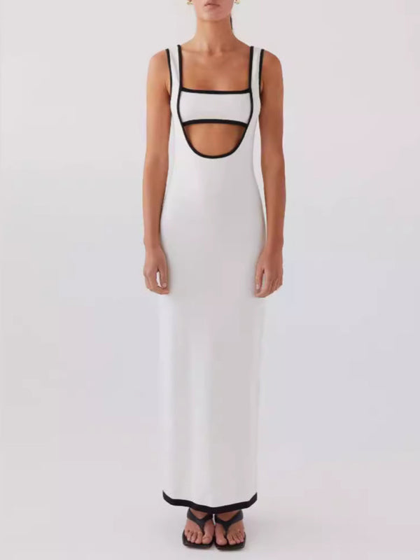 Women Backless Hollow Out Long Evening Dress