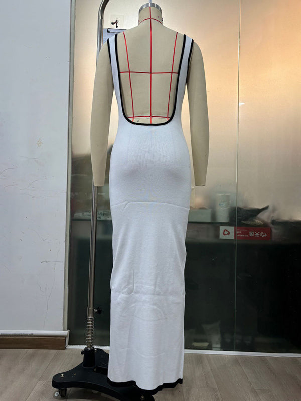Women Backless Hollow Out Long Evening Dress