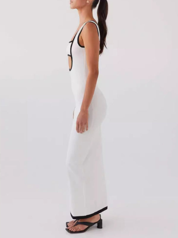 Women Backless Hollow Out Long Evening Dress