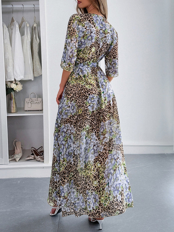 Holiday leopard print maxi dress