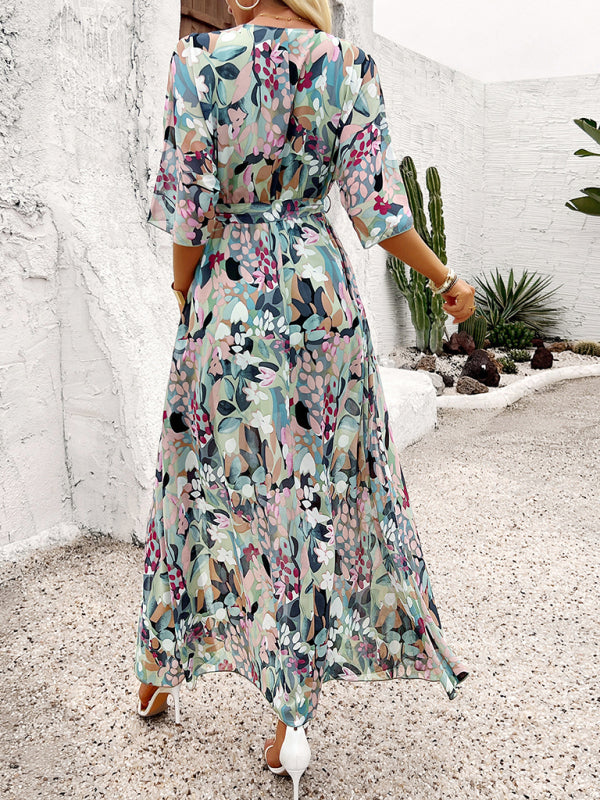 Resort Print Short Sleeve Dress