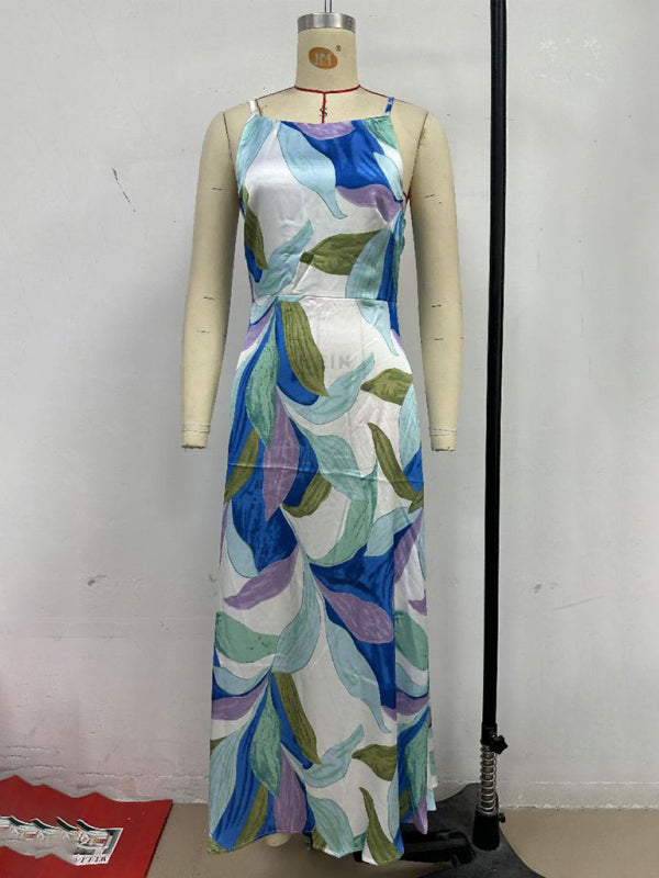 Fashion Printed Sleeveless Backless Dress
