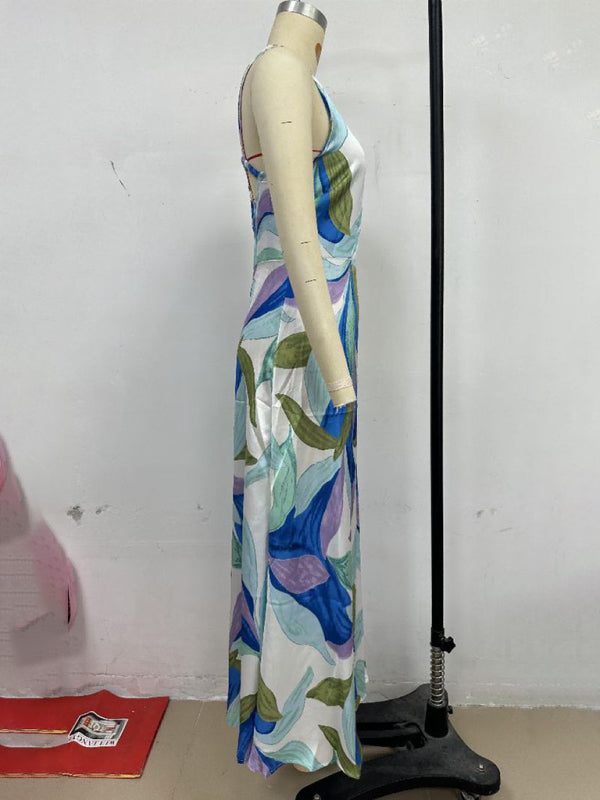 Fashion Printed Sleeveless Backless Dress